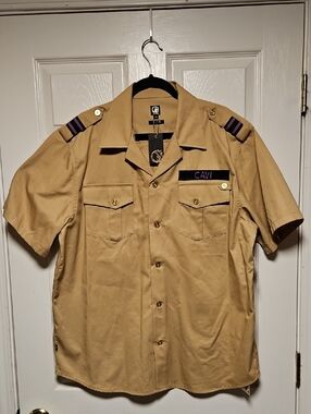 Cavi Military Style Khaki Short Sleeve Shirt